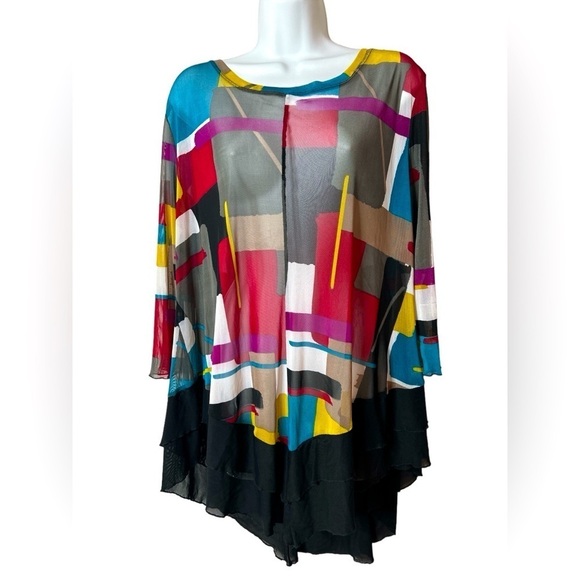 Ali Miles Womens Artsy Tunic Top Size
L Multicolor Scoop Neck Fairy Whimsical - Picture 1 of 12